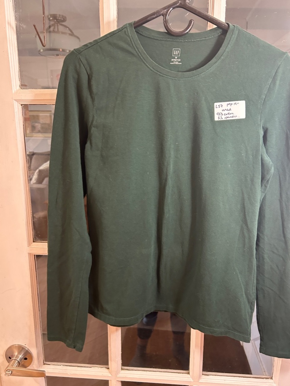 GAP Dark Green Stretch Crewneck Long Sleeve